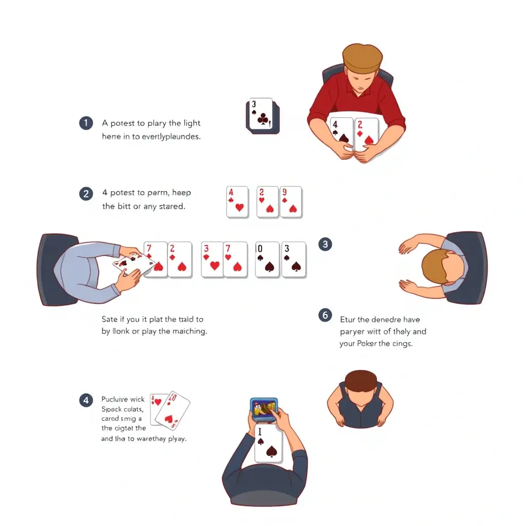 An image illustrating a step-by-step guide on how to play Poker21, showing the sequence of actions, betting rounds, and player decisions. The image should be visually appealing and easy to understand, with clear instructions and examples.